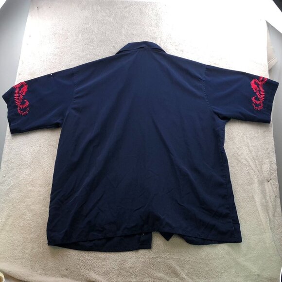 Dragonfly Mens Shirt Size XXL Short Sleeve Navy Blue Dragon Embroidered Classic - Picture 12 of 13